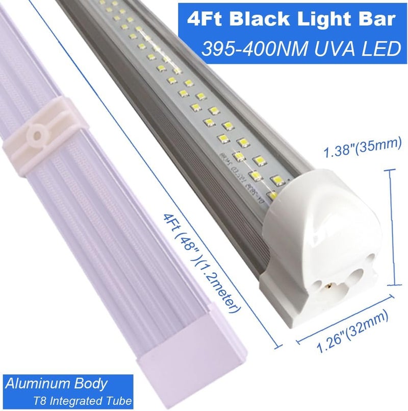 CAIKAG Linkable 4Ft Black Light Bar, LED 40W Integrated T8 Bulb Blacklight Fixture, UVA 395NM 400NM 405NM for Fluorescent Tapestry Poster Body Paint Glow Party - Image 5